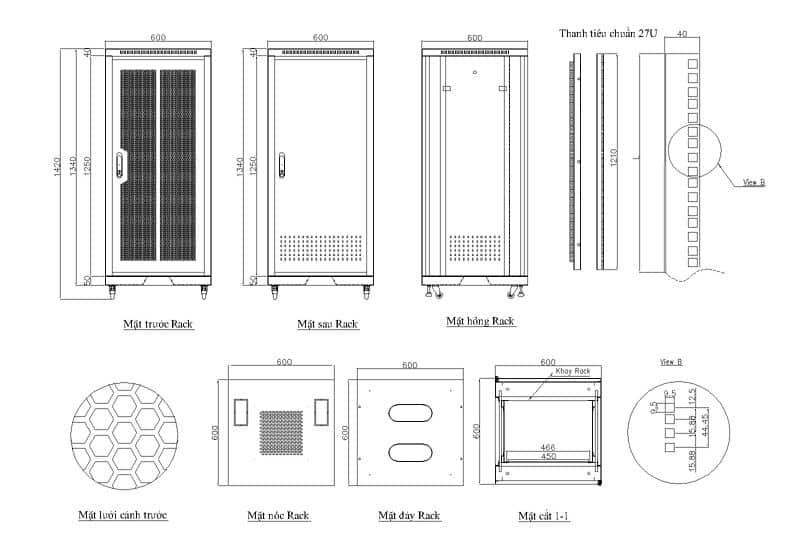 Cấu tạo của tủ rack 27U
