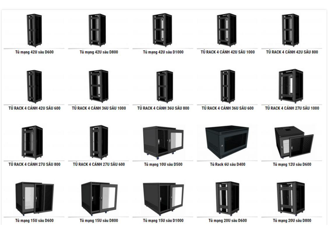 Các loại và kích thước tủ rack phổ biến