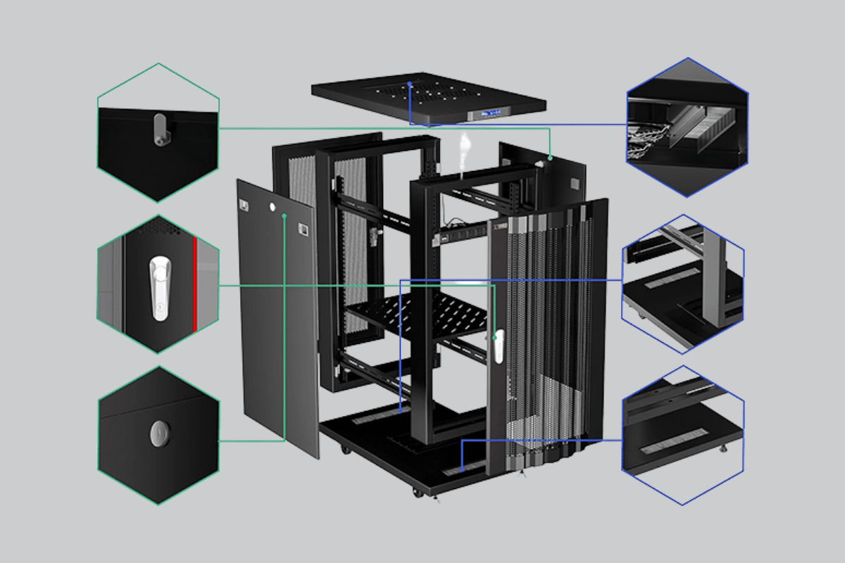 5 sai lầm thường gặp khi sử dụng tủ rack 19 inch và cách phòng tránh 3 Chi tiết cấu tạo tủ Rack