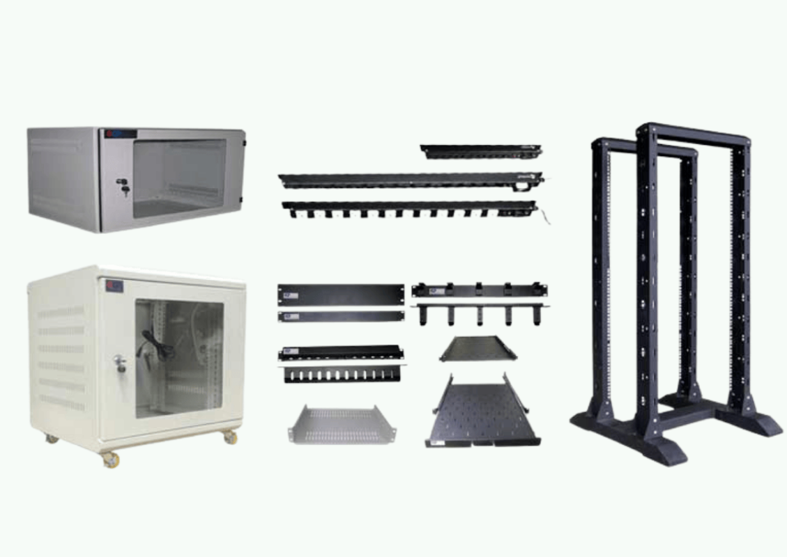 Phụ kiện tủ rack như thanh nguồn PDU, patch panel, cable management