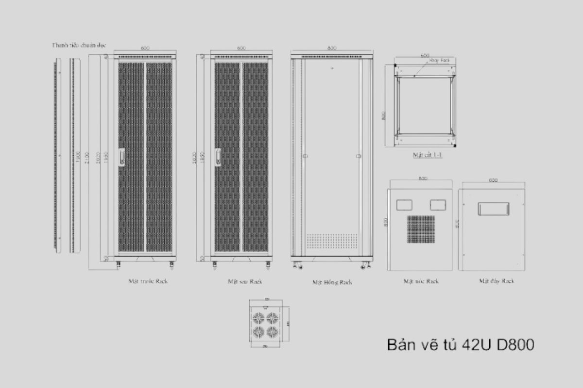 Tủ rack 42U sơn tĩnh điện giá rẻ tại TP.HCM 4 Cấu tạo tủ rack 42U
