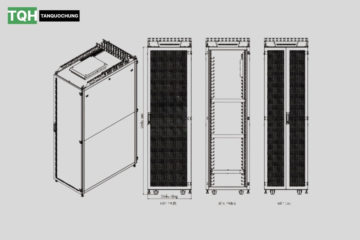 Thông số chi tiết kích thước tủ rack 19U chuẩn 19 inch 3 Cấu tạo tủ rack 19U