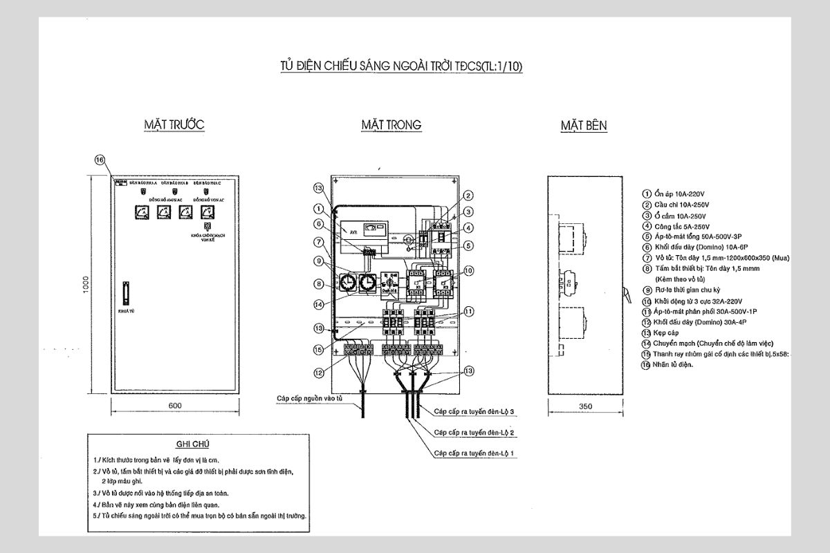 Sơ đồ đấu nối tủ điện chiếu sáng giúp xác định cách cấp nguồn, đấu dây và điều khiển hệ thống đèn