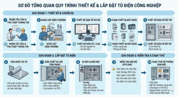 Thiết kế và lắp đặt tủ điện công nghiệp: Quy trình, lưu ý và những lỗi không nên mắc