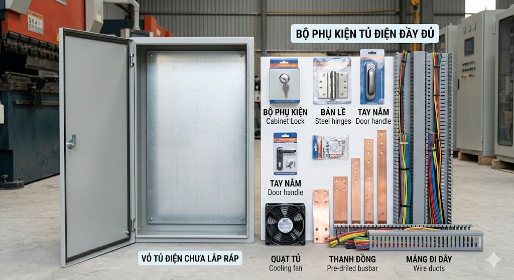 Phụ kiện tủ điện gồm những gì? Danh mục cần có để tủ vận hành ổn định và bền hơn
